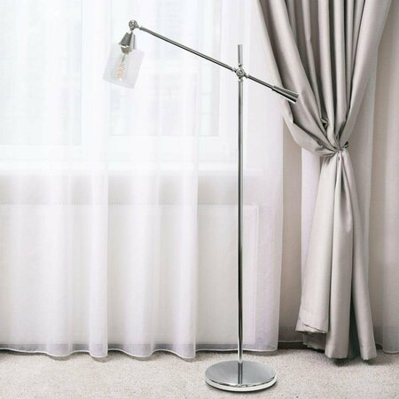ALL THE RAGES Elegant Designs Pivot Arm Floor Lamp with Glass Shade LF1030-CHR